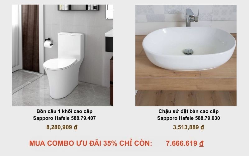 Mua Combo Thiết Bị Vệ Sinh Hafele – Nhận Ưu Đãi Lên Tới 35% 5 Combo thiết bị vệ sinh cho phòng tắm hiện đại