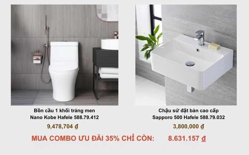 Mua Combo Thiết Bị Vệ Sinh Hafele – Nhận Ưu Đãi Lên Tới 35% 6 Combo thiết bị vệ sinh khuyến mãi lớn