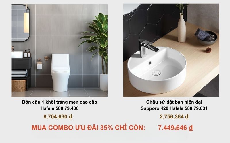 Mua Combo Thiết Bị Vệ Sinh Hafele – Nhận Ưu Đãi Lên Tới 35% 7 Combo thiết bị vệ sinh phòng tắm đẹp