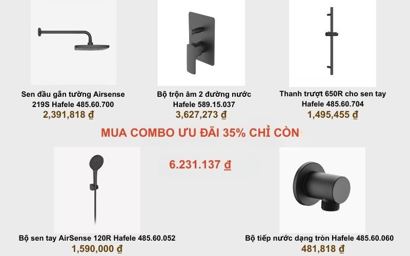 Mua Combo Thiết Bị Vệ Sinh Hafele – Nhận Ưu Đãi Lên Tới 35% 9 Combo thiết bị vệ sinh trọn bộ tiện nghi