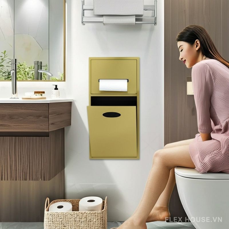 hộp giấy vệ sinh âm tường inox sang trọng