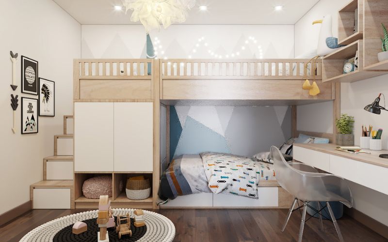Phụ Kiện Trang Trí Phòng Ngủ Trẻ Em 2 Tầng Siêu Dễ Thương 29 thiết kế phòng ngủ trẻ em 2 tầng bố trí hợp lý
