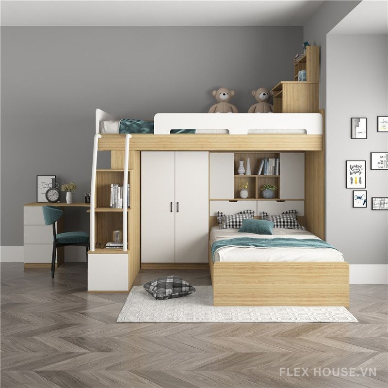 thiết kế phòng ngủ trẻ em 2 tầng đẹp hiện đại