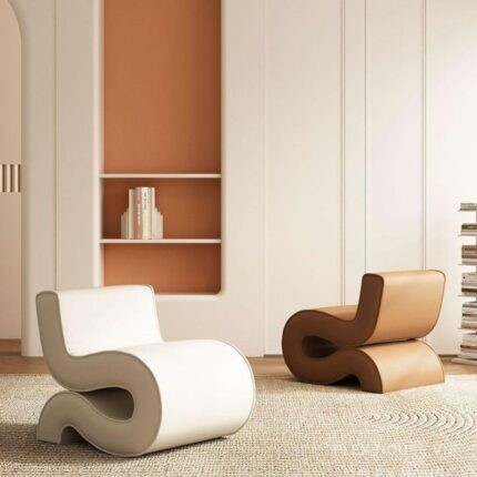 Ghế bành thân uốn lượn bọc da kiểu Ý GF785