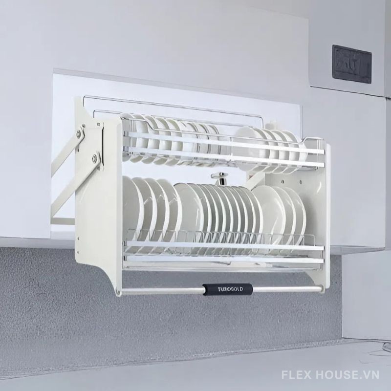 Giá nâng hạ đa năng inox bóng tủ bếp trên Euro Gold-EUL1