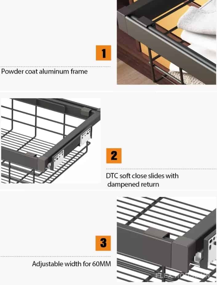 Giá rổ để đồ gấp âm tủ quần áo dạng nan Taura SV02