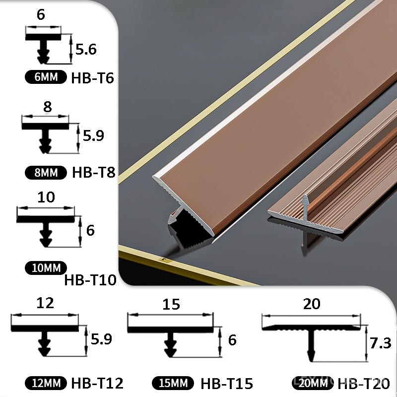 Nẹp nhôm trang trí thanh chữ T bóng gương HB-T 11 Nẹp nhôm trang trí thanh chữ T bóng gương HB-T