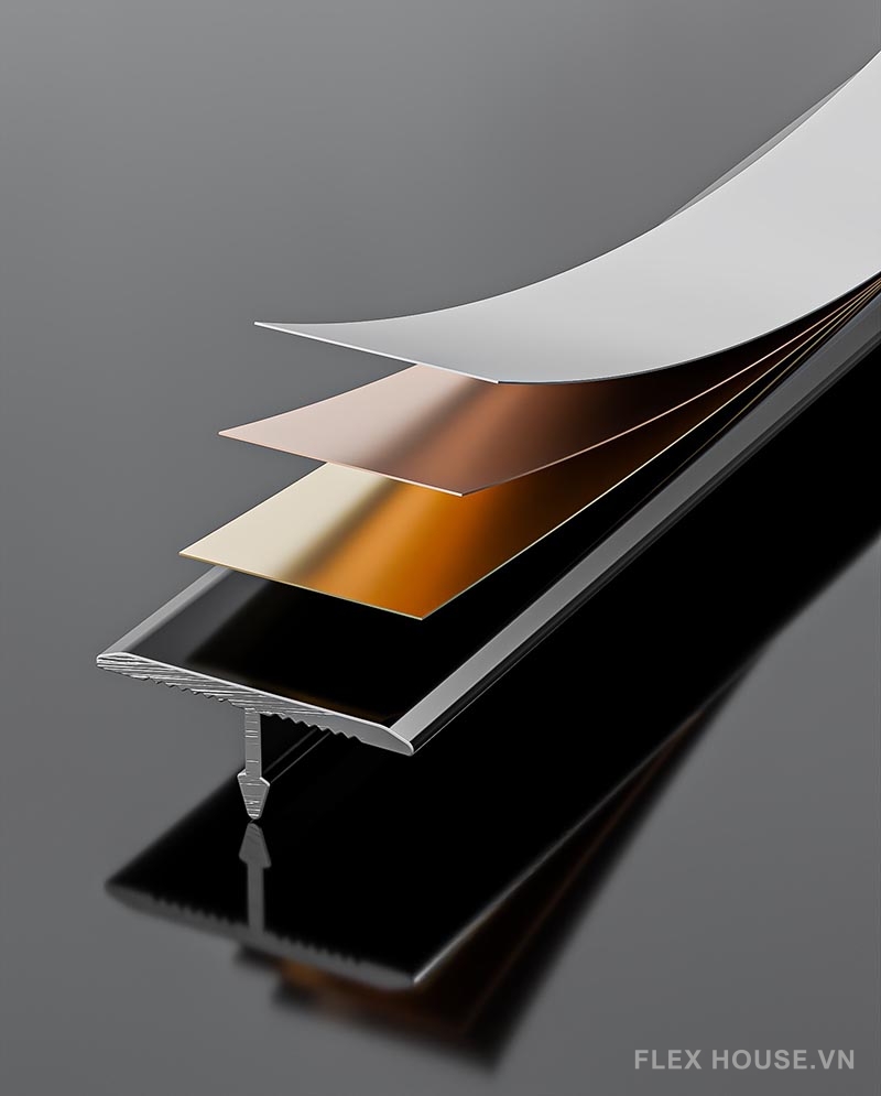 Nẹp nhôm trang trí thanh chữ T bóng gương HB-T 5 Nẹp nhôm trang trí thanh chữ T bóng gương HB-T 10