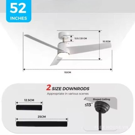 Quạt trần cánh ABS tích hợp đèn LED 40W hiện đại ESCN01 (2)