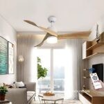 Quạt trần đèn trang trí cánh gỗ độc đáo ESC319B