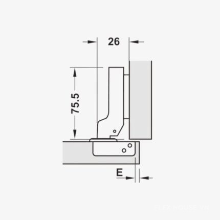 Bản lề inox trùm nửa góc mở 110 độ Hafele 483.01.721