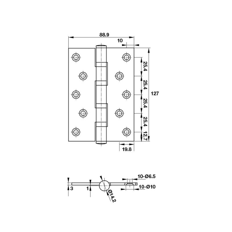 Bản lề lá 2 vòng bi Inox 316 80kg Hafele 926.20.122 2