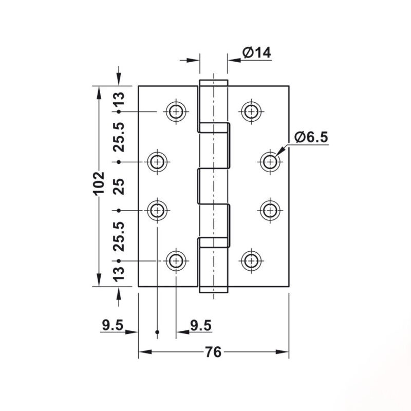 Bản lề lá 2 vòng bi đen mờ 120kg Inox 316 Hafele 926.98.063 2