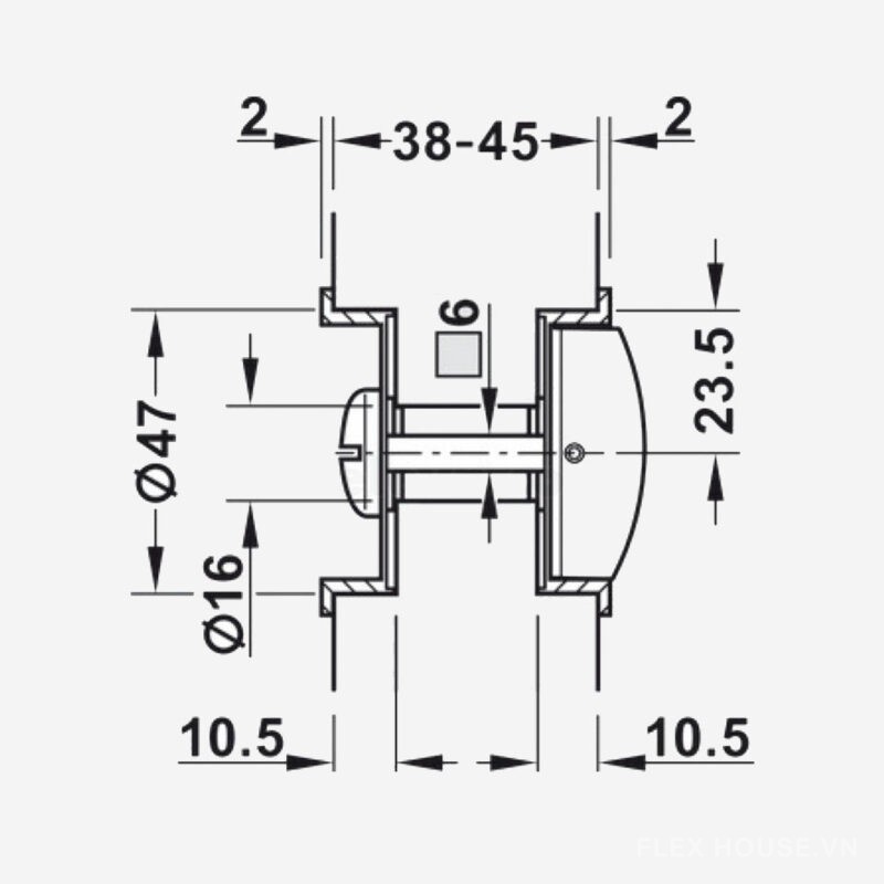 Bộ thân khóa tay nắm âm cho cửa trượt Hafele 911.27.500 4