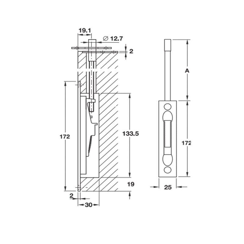 Chốt âm cho cửa 305mm Hafele 911.62.356 2
