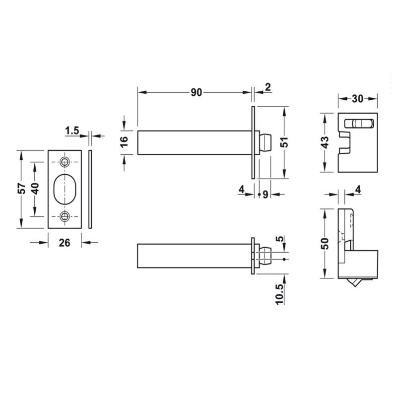 Chốt an toàn dạng xích đồng bóng Hafele 911.59.428 1
