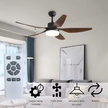 Quạt đèn trần phòng khách 5 cánh ABS cao cấp ESC216 (3)