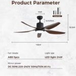 Quạt đèn trần phòng khách 5 cánh ABS cao cấp ESC216 (6)