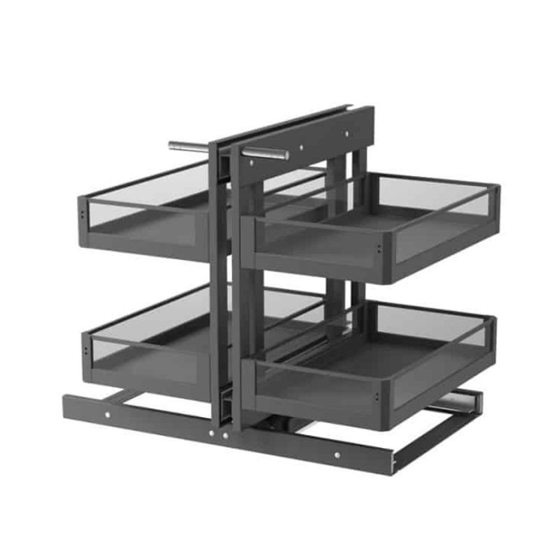 Rổ kéo so le góc tủ bếp vách kính Taura CK303