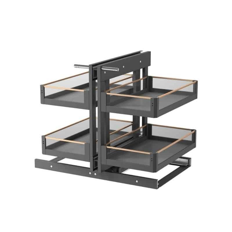 Rổ kéo so le góc tủ bếp vách kính Taura CK303