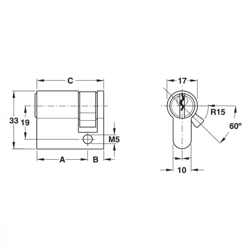 Ruột khóa 1 đầu chìa 41.5mm Hafele 916.00.602 2