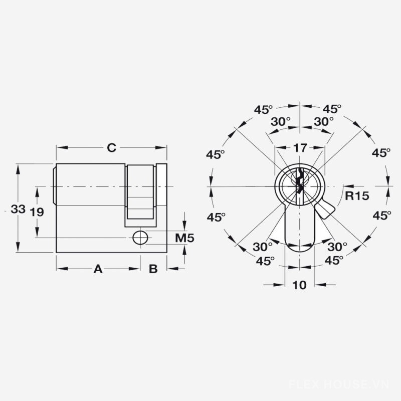 Ruột khóa 1 đầu chìa đồng thau Hafele 916.96.117 2