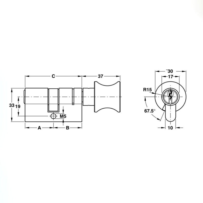 Ruột khóa đầu chìa đầu vặn 63mm Hafele 916.01.007 3