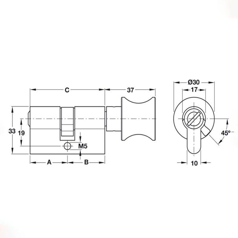 Ruột khóa đồng thau cho cửa phòng vệ sinh Hafele 900.99.769 2