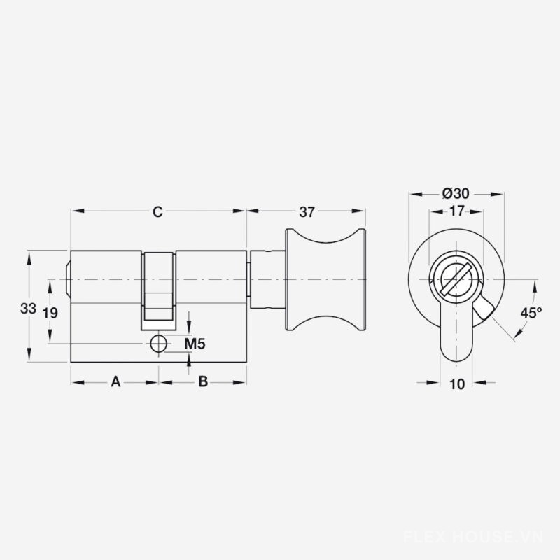 Ruột khóa mạ đồng rêu cho cửa nhà vệ sinh Hafele 916.96.409 2