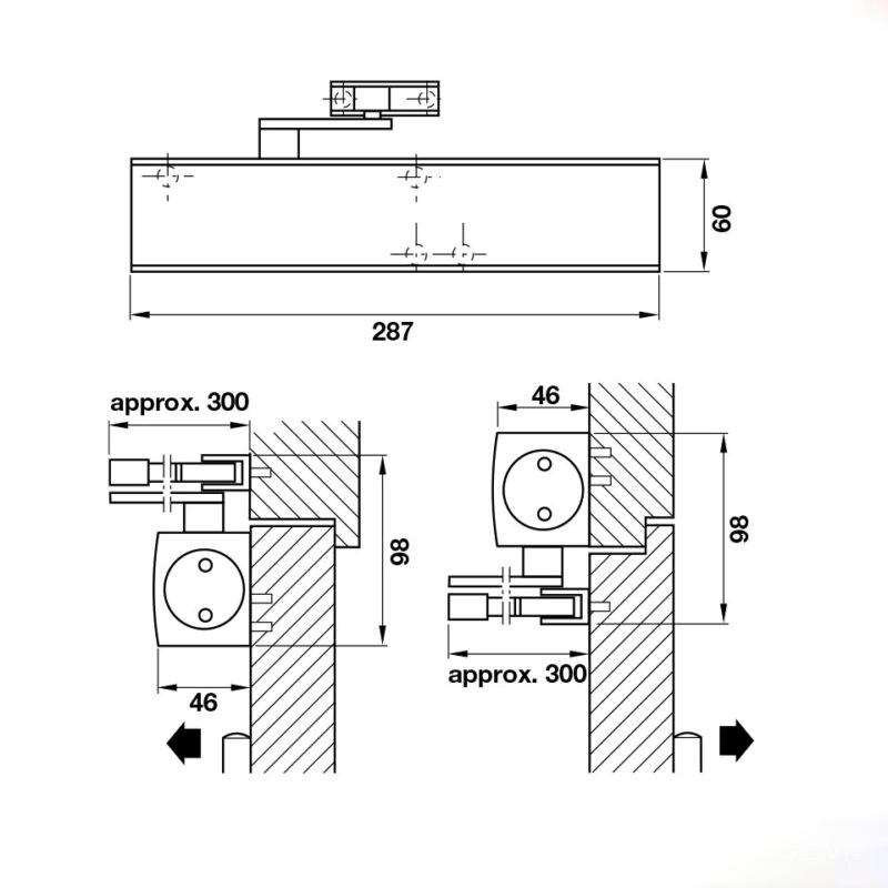 Tay đẩy hơi cùi chỏ 200Kg Hafele TS4000 931.16.579 2