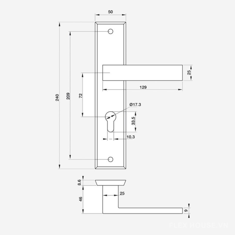 Tay nắm Hafele 72mm Inox 304 mở trái 903.99.302 2