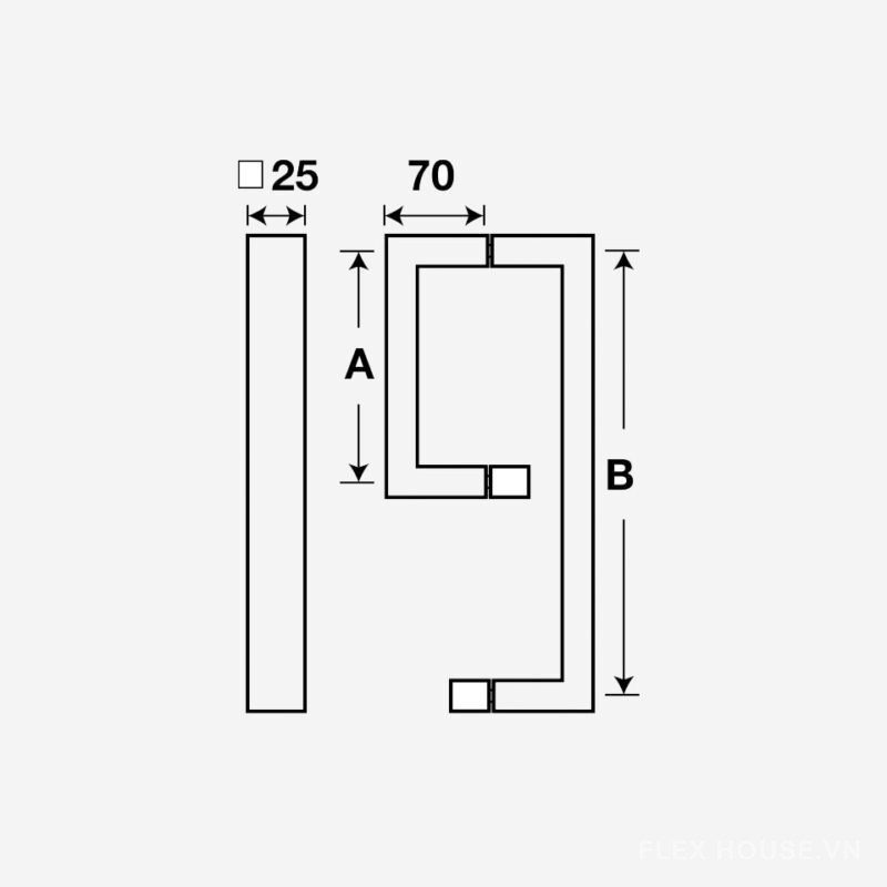 Tay nắm cửa phòng tắm kính Inox 304 Hafele 903.02.25 2