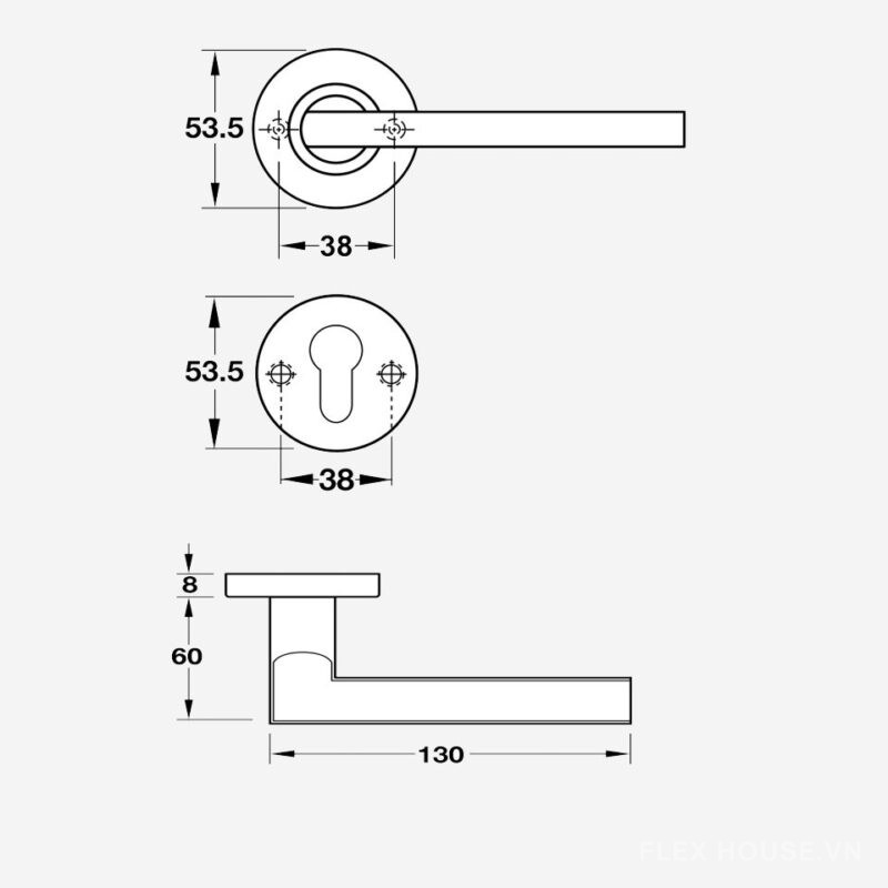 Tay nắm gạt Hafele Inox 304 cho cửa nhà vệ sinh 903.93.646 2