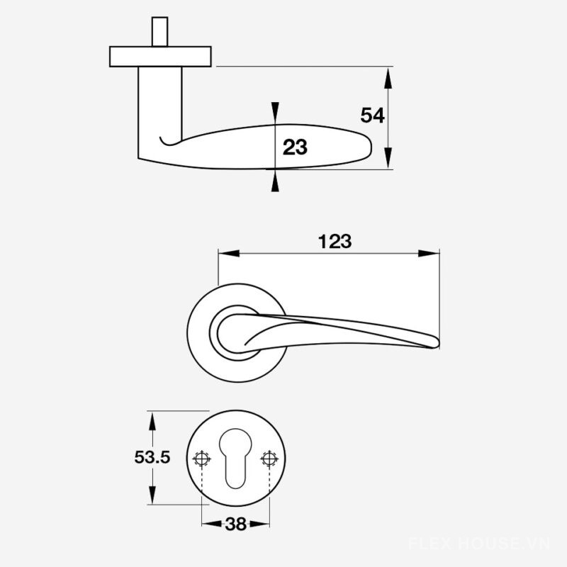 Tay nắm gạt cho cửa nhà vệ sinh 123mm Hafele 903.98.142 2