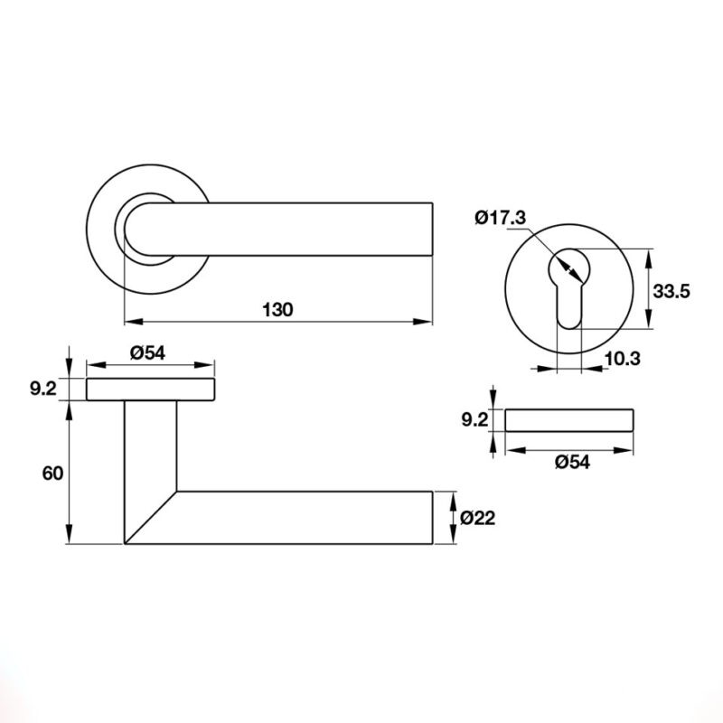 Tay nắm cửa phân thể Inox 304 mờ Hafele 903.91.454 2