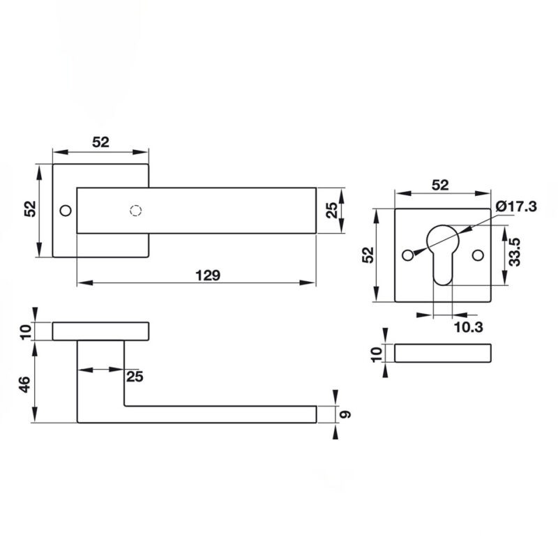 Tay nắm gạt phân thể Hafele Inox 304 903.99.965 1