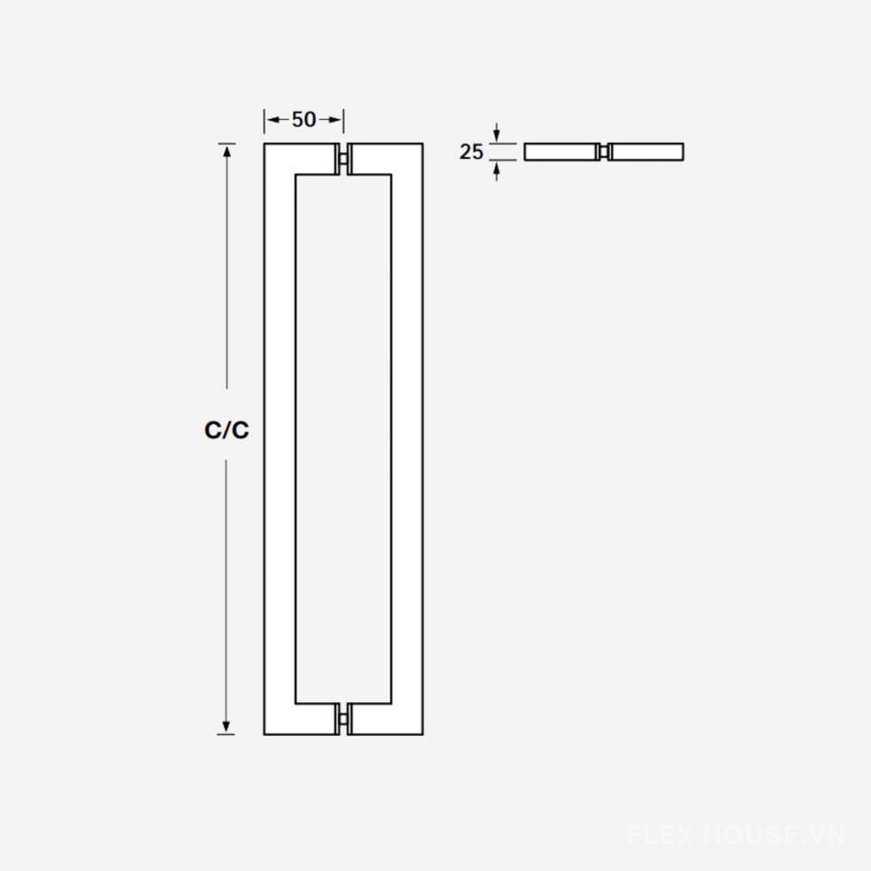 Tay nắm kéo vuông cho cửa kính Hafele 903.08.501 4