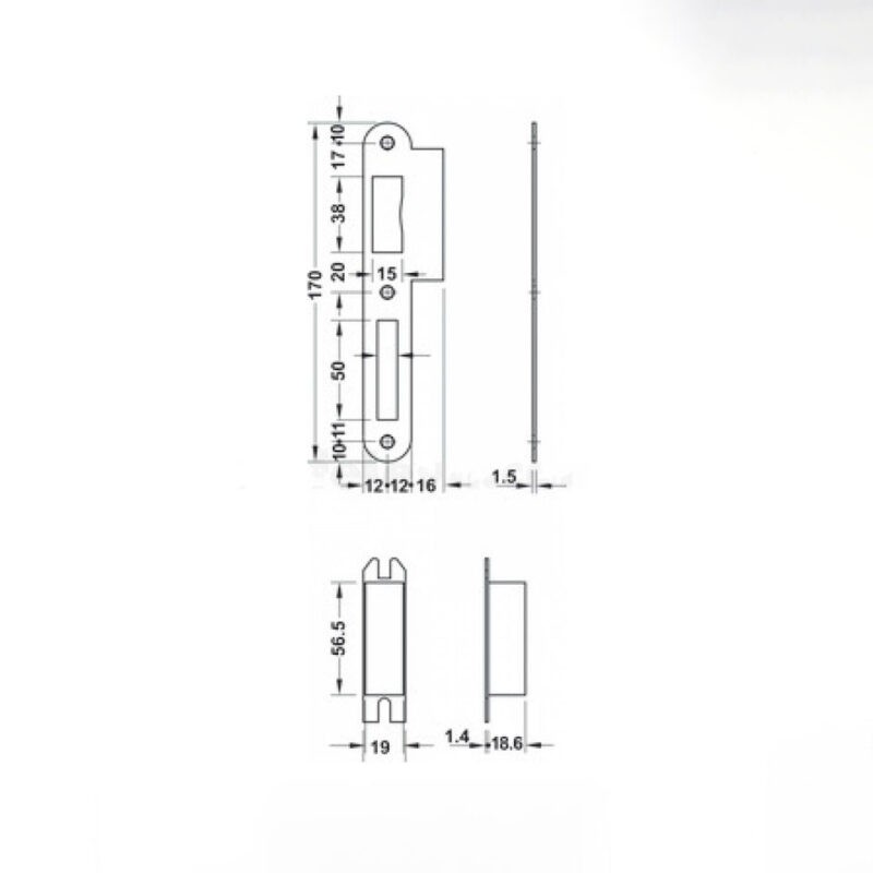 Thân khóa cửa Hafele Inox mờ 911.02.468 6
