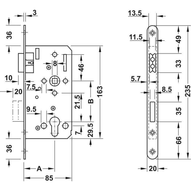 Thân khóa nam châm cho cửa bản lề Hafele 911.07.036 2