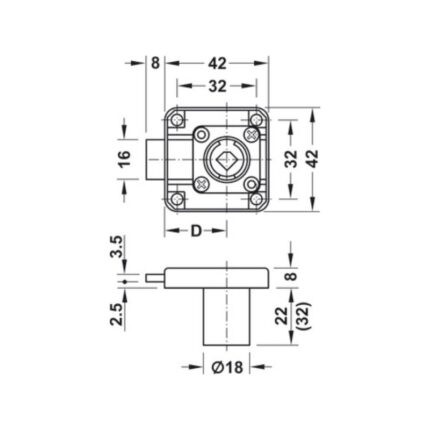 Vỏ khóa vuông hợp kim kẽm Hafele 232.26 (3)