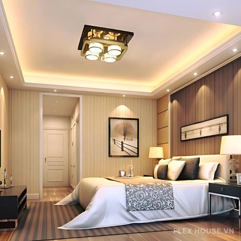 Bố trí đèn phòng ngủ hợp phong thủy vợ chồng