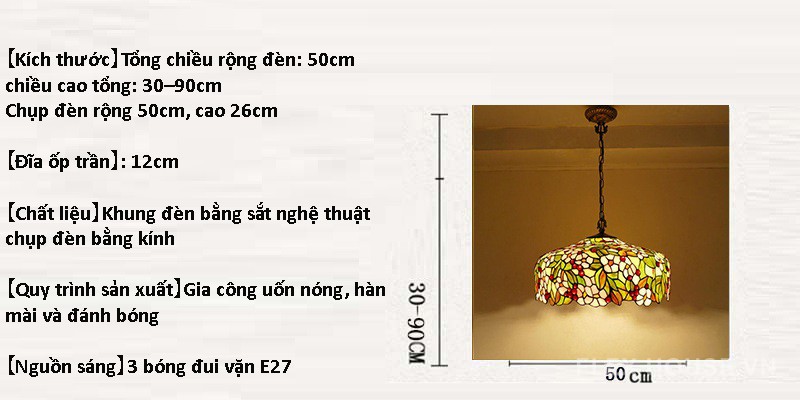 Đèn thả Tiffany kính màu châu Âu Retro JGW014 5
