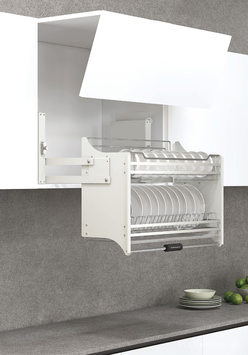 Giá bát đĩa nâng hạ Inox Mờ Eurogold EVI180 4