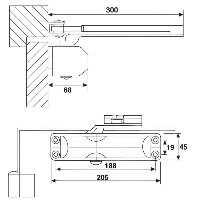 Tay đẩy hơi giữ cửa hợp kim nhôm Taura MH10915 1