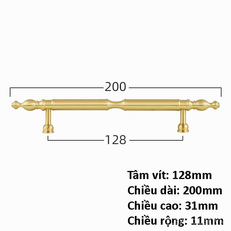 Tay nắm tủ đồng thau kiểu Pháp thanh lịch 6823 8