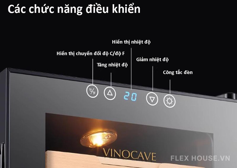 Tủ giữ ẩm xì gà mini 200 điếu Vinocave SC-12AH 9