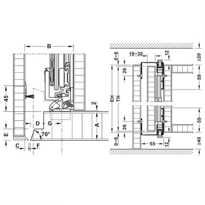 Cửa trượt xoay 1 cánh 50kg cao cửa 2301-2850 mm Hafele 408.30.593 4