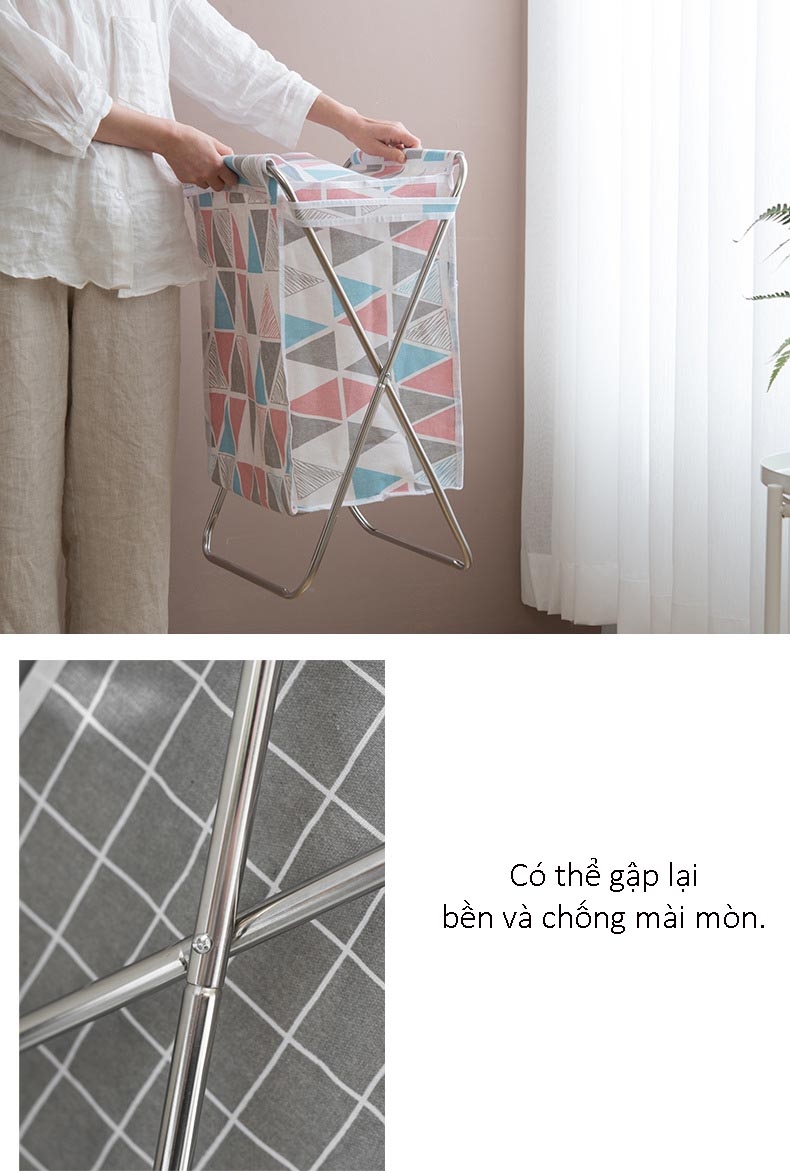 Giỏ đựng đồ giặt có nắp khung xếp gọn DUBE ZB507 11