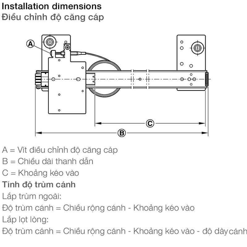 Phụ kiện cửa trượt 408mm Slido F-Park71 16B Hafele 408.25.008 14