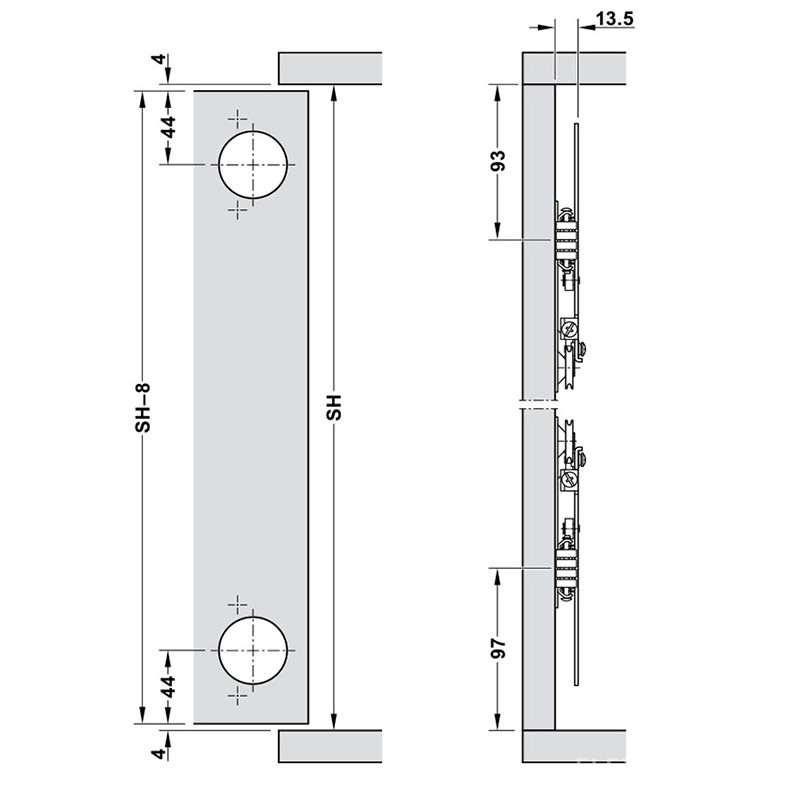 Phụ kiện cửa trượt 600mm Slido F-Park71 16B Hafele 408.25.012 11